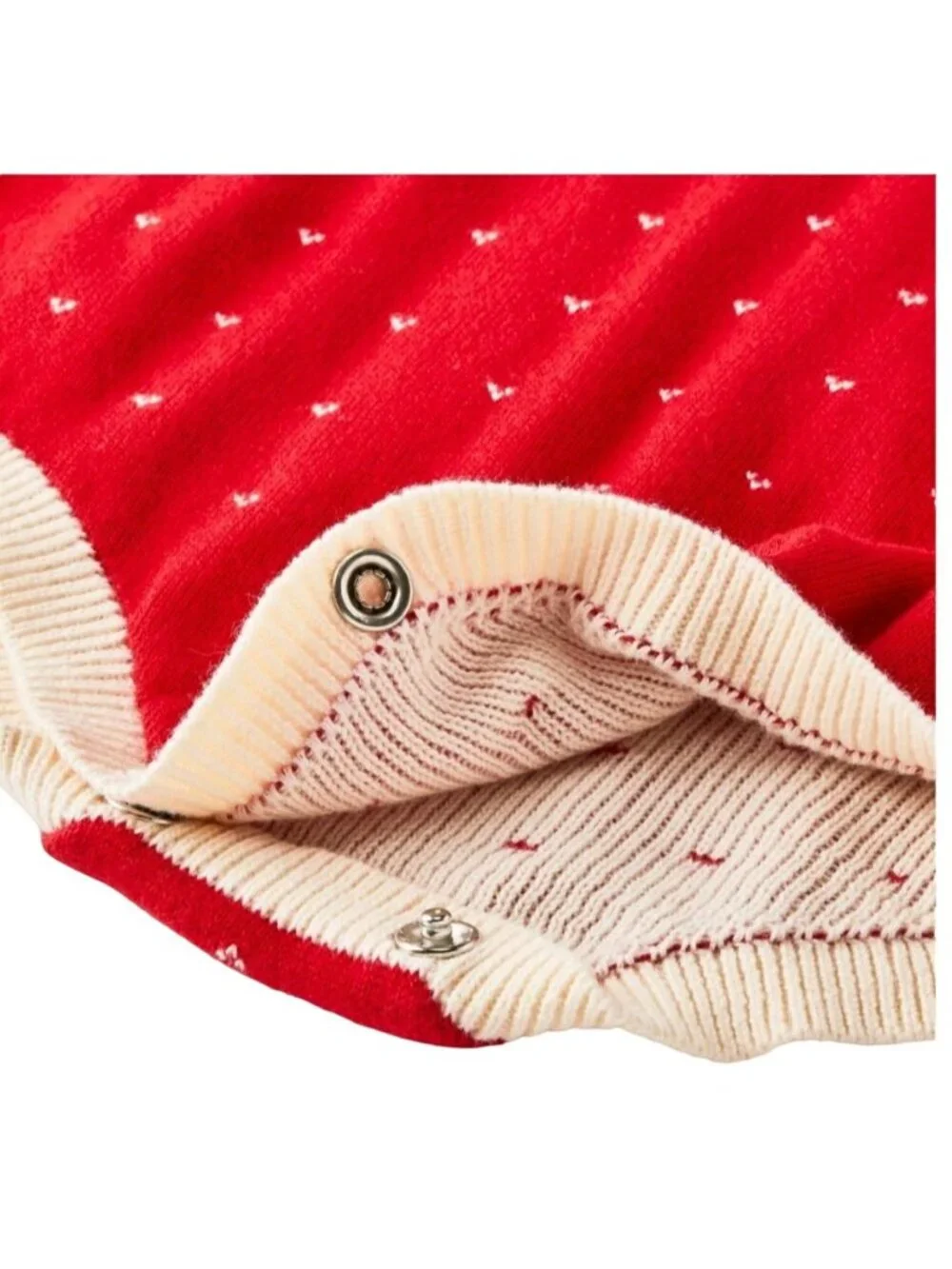 Baby Girls Christmas Romper Bodysuit With Ruffled Collar Red & White 78